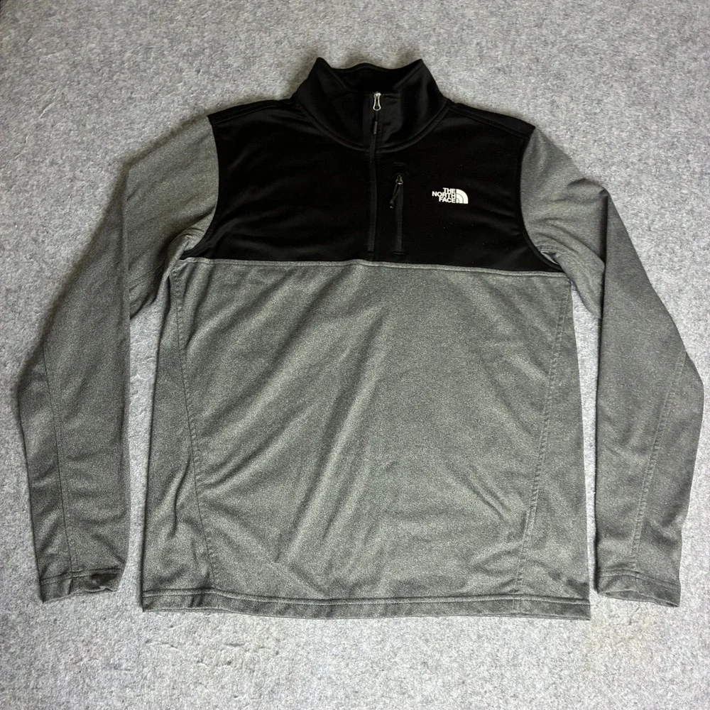 The North Face Men's Medium Quarter Zip Pullover Grey Black Heathered Activewear